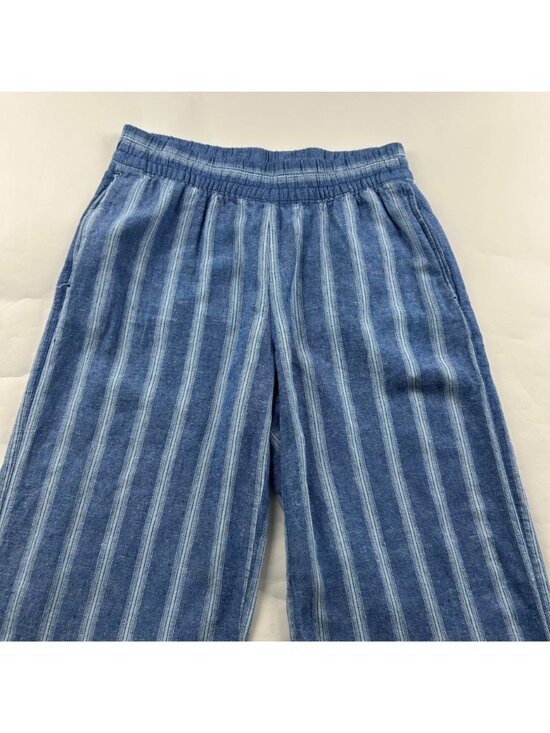 Old Navy Bright Blue Striped Linen Blend High Rise Wide Leg Lounge Pant M - Picture 2 of 7